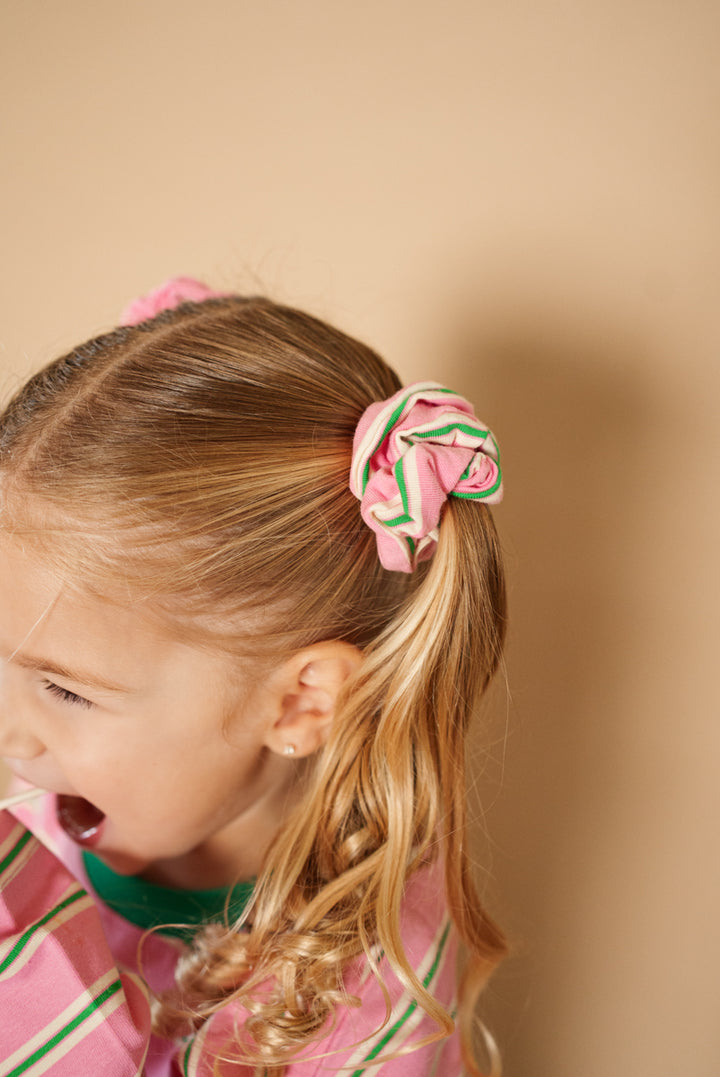 Watermelon Stripe kids scrunchie in hair