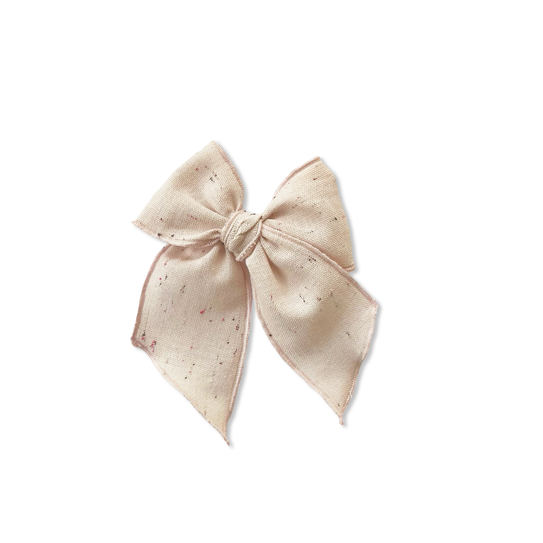 Pale Pink Confetti Linen Elle Bow  