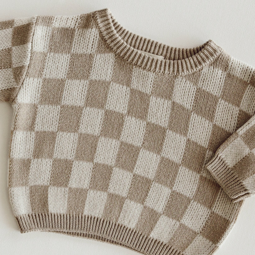 Organic Checkered Knit Sweater