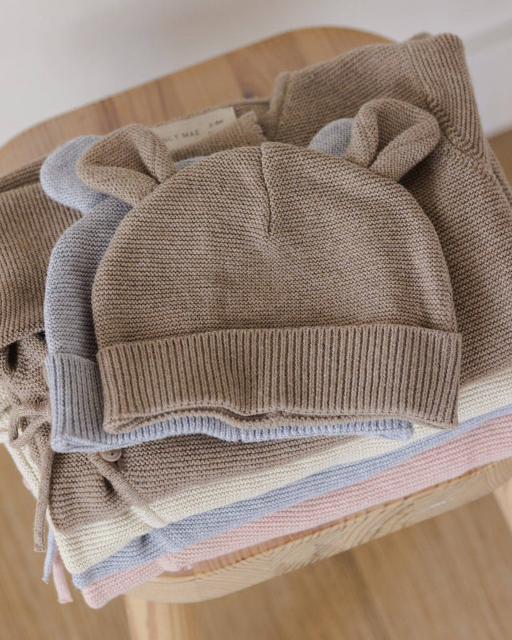 Baby Bear Beanie || Heathered Dusty Blue - shopatlasgrey