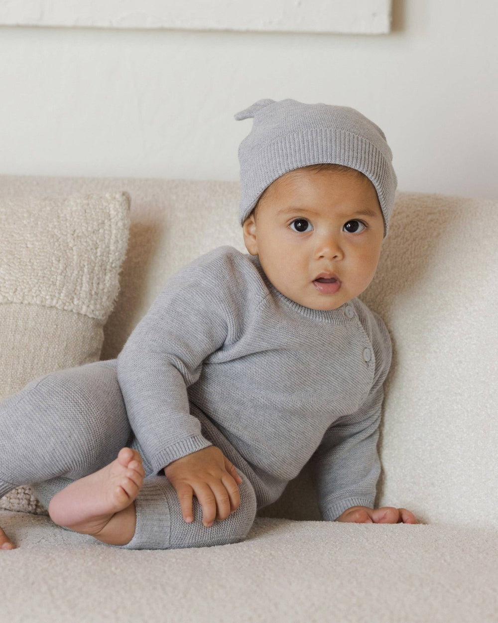 Baby Bear Beanie || Heathered Dusty Blue - shopatlasgrey