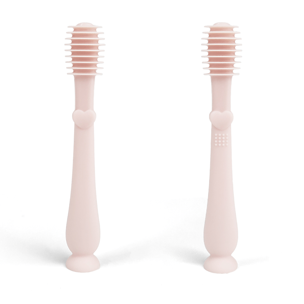 Baby Finger Toothbrush & Tongue Cleaner Oral Set 3m+ (Blush) - shopatlasgrey