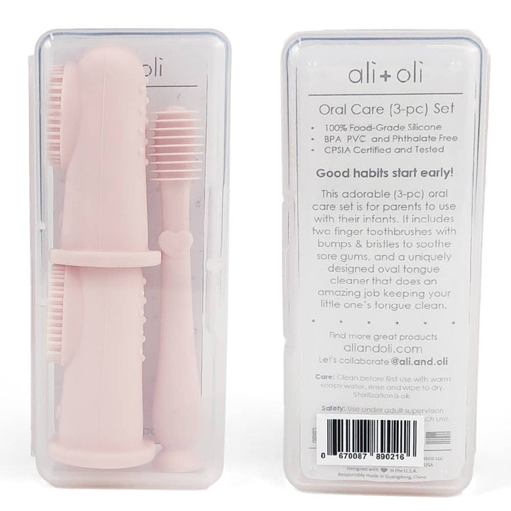 Baby Finger Toothbrush & Tongue Cleaner Oral Set 3m+ (Blush) - shopatlasgrey
