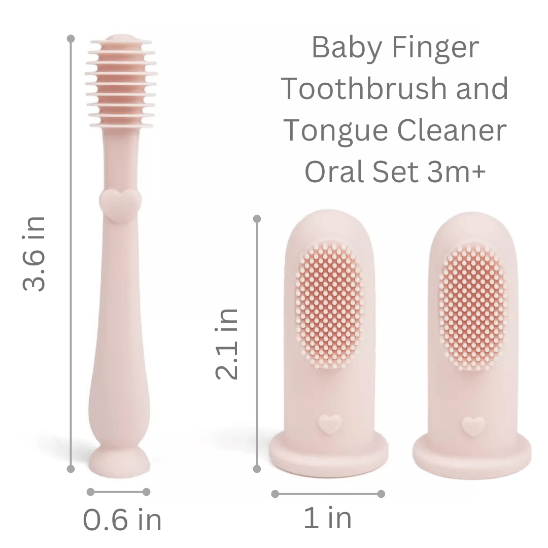 Baby Finger Toothbrush & Tongue Cleaner Oral Set 3m+ (Blush) - shopatlasgrey