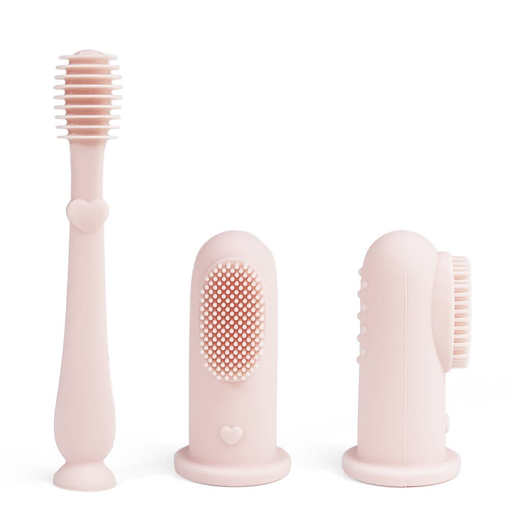 Baby Finger Toothbrush & Tongue Cleaner Oral Set 3m+ (Blush) - shopatlasgrey