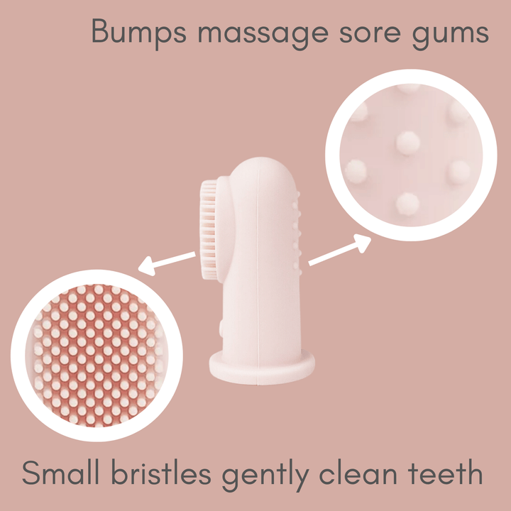 Baby Finger Toothbrush & Tongue Cleaner Oral Set 3m+ (Blush) - shopatlasgrey