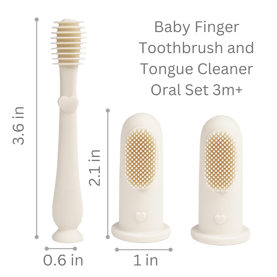 Baby Finger Toothbrush & Tongue Cleaner Oral Set 3m+ (Ivory) - shopatlasgrey
