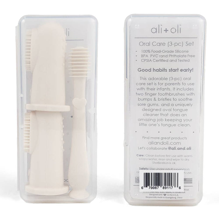 Baby Finger Toothbrush & Tongue Cleaner Oral Set 3m+ (Ivory) - shopatlasgrey