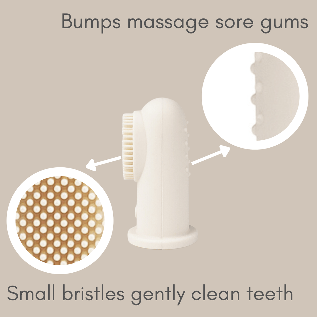 Baby Finger Toothbrush & Tongue Cleaner Oral Set 3m+ (Ivory) - shopatlasgrey