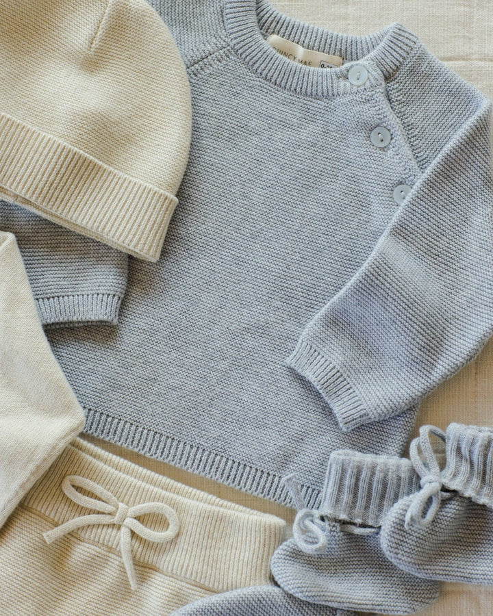 Bailey Knit Sweater || Heathered Dusty Blue - shopatlasgrey