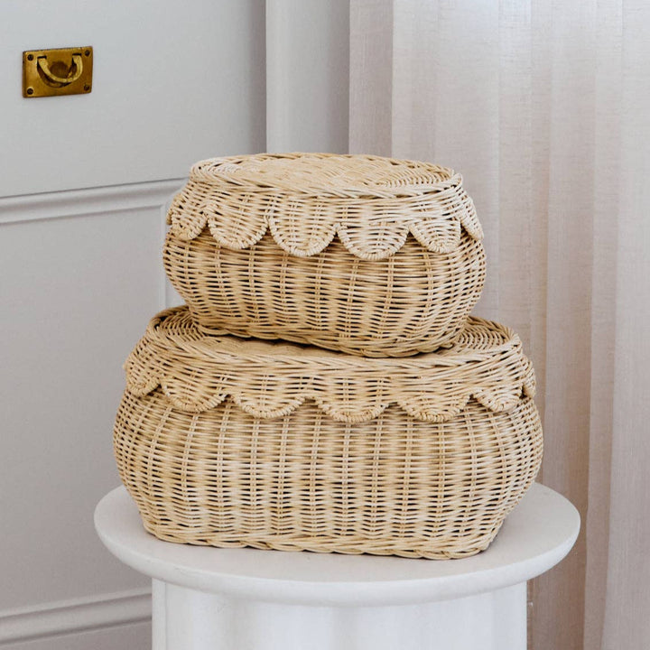 Flora Rattan Scallop Basket Set