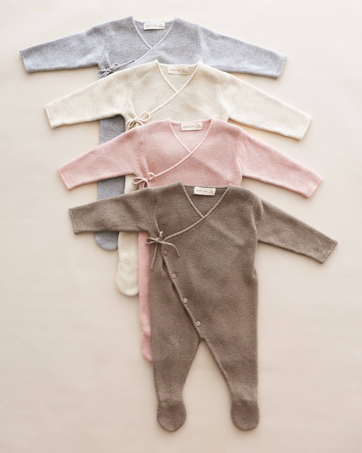 Wrap Knit Footie || Heathered Mocha