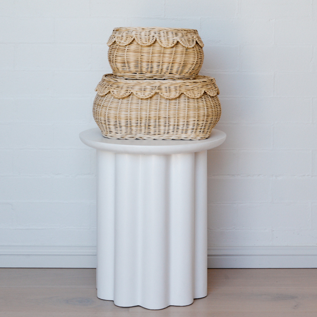 Flora Rattan Scallop Basket Set