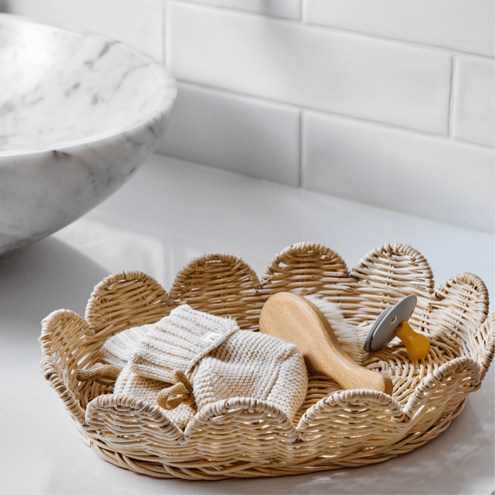 Flora Rattan Scallop Basket Set - shopatlasgrey