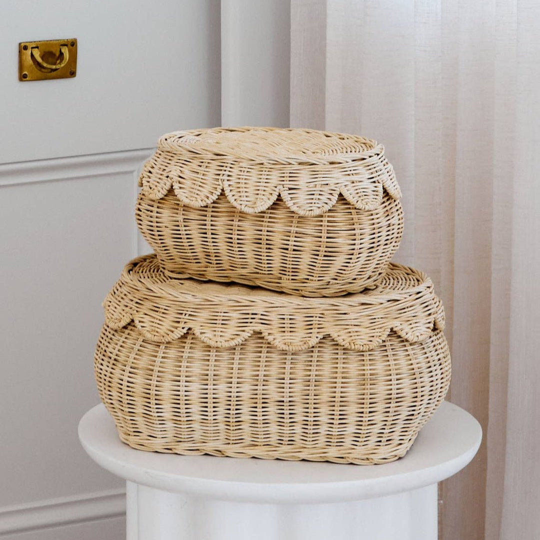 Flora Rattan Scallop Basket Set - shopatlasgrey