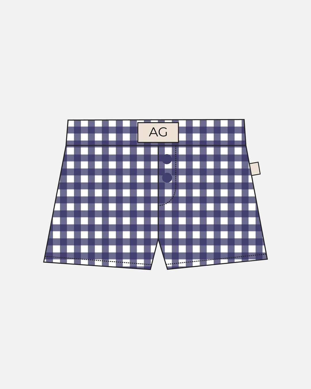 Moms Boxer Short - Navy Gingham - shopatlasgrey