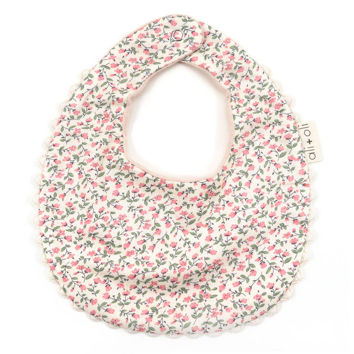 Muslin Cotton Baby Bib Double Sided (Pink/Flowers) - shopatlasgrey