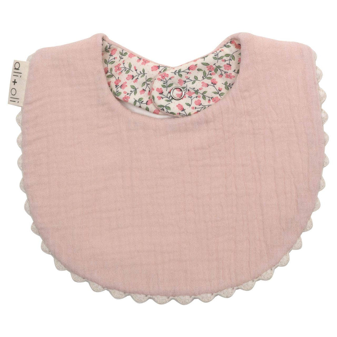 Muslin Cotton Baby Bib Double Sided (Pink/Flowers) - shopatlasgrey