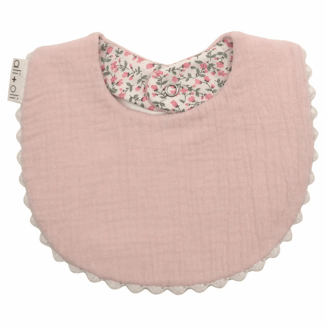Muslin Cotton Baby Bib Double Sided (Pink/Flowers) - shopatlasgrey