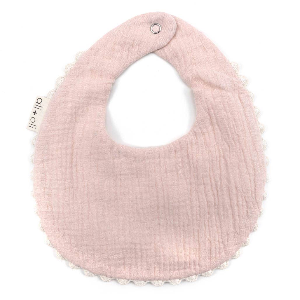 Muslin Cotton Baby Bib Double Sided (Pink/Flowers) - shopatlasgrey