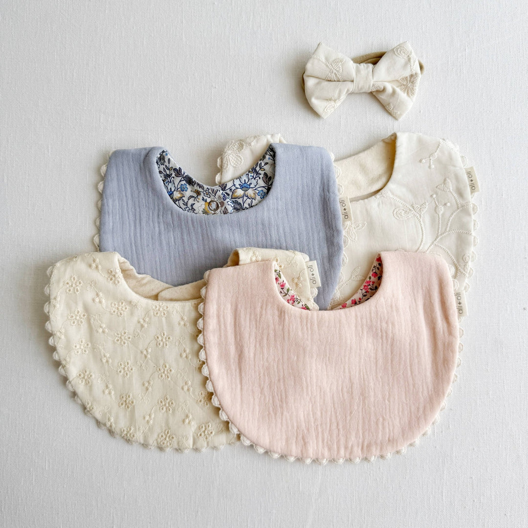 Muslin Cotton Reversable Baby Bib (Blue/Flowers) - shopatlasgrey
