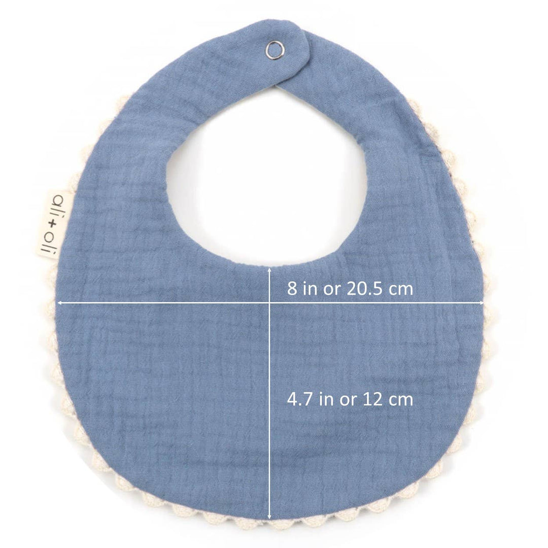 Muslin Cotton Reversable Baby Bib (Blue/Flowers) - shopatlasgrey