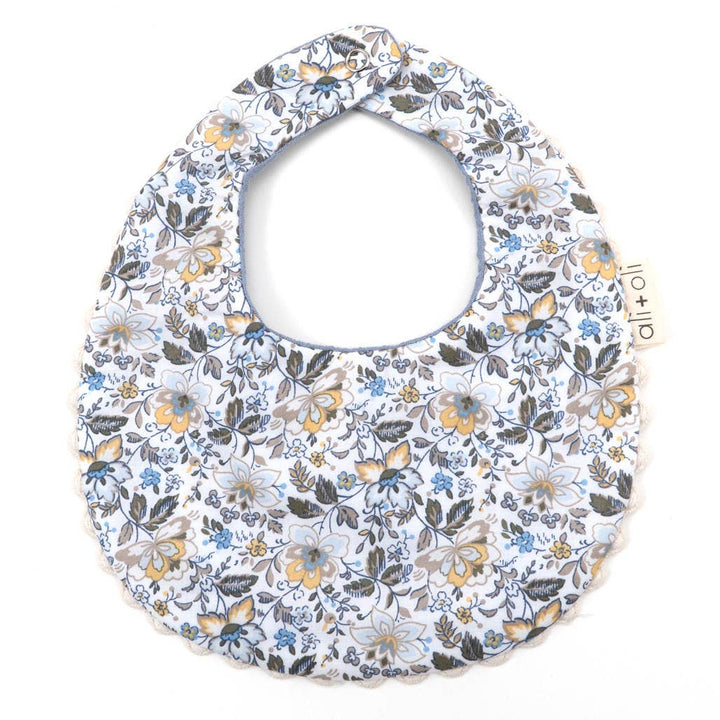 Muslin Cotton Reversable Baby Bib (Blue/Flowers) - shopatlasgrey