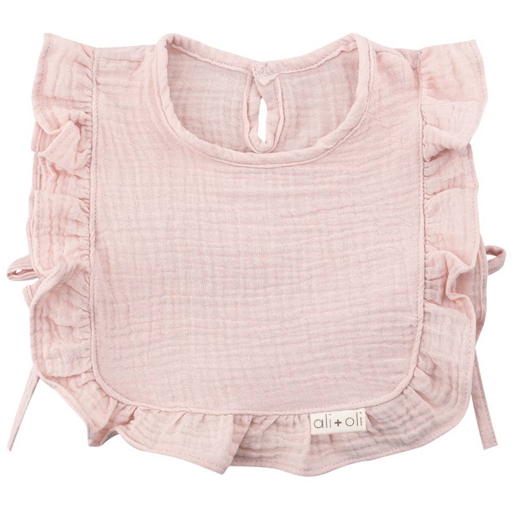 Muslin Cotton Ruffle Baby Bib (Pink) - shopatlasgrey