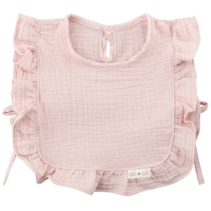 Muslin Cotton Ruffle Baby Bib (Pink) - shopatlasgrey