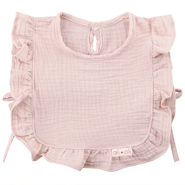 Muslin Cotton Ruffle Baby Bib (Pink) - shopatlasgrey