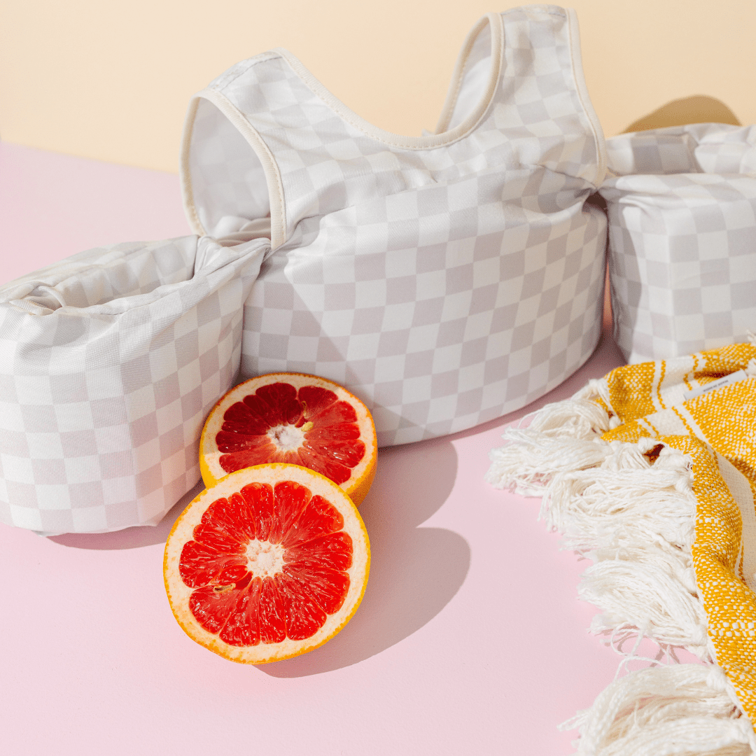 Neutral Checkered Kids Float - shopatlasgrey