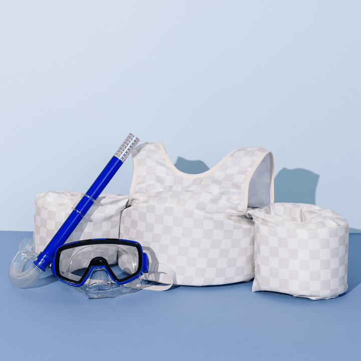 Neutral Checkered Kids Float - shopatlasgrey