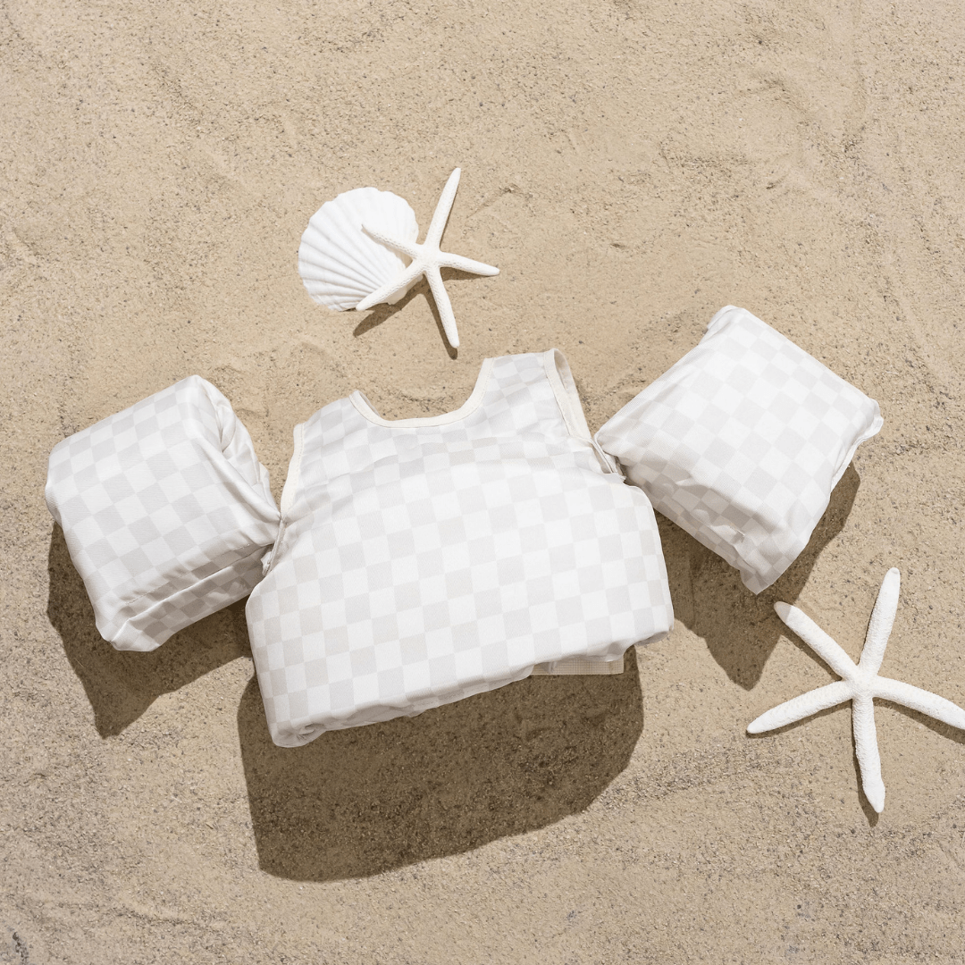 Neutral Checkered Kids Float - shopatlasgrey