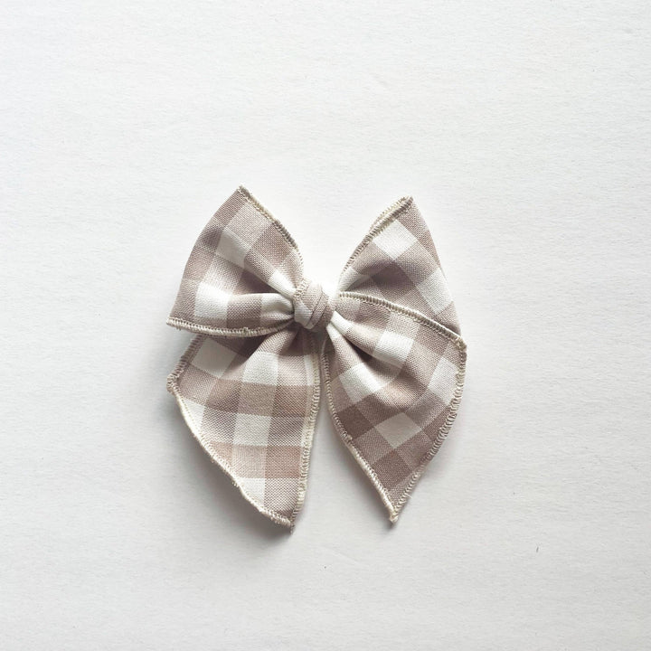 Neutral Gingham Elle Bow - shopatlasgrey