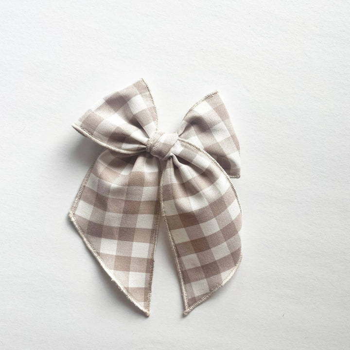 Neutral Gingham Elle Bow - shopatlasgrey