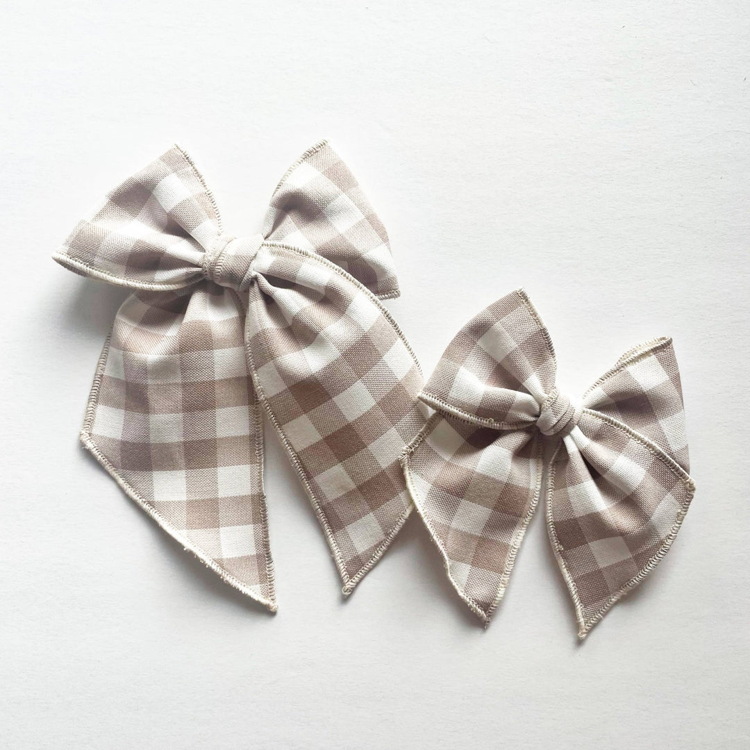 Neutral Gingham Elle Bow - shopatlasgrey