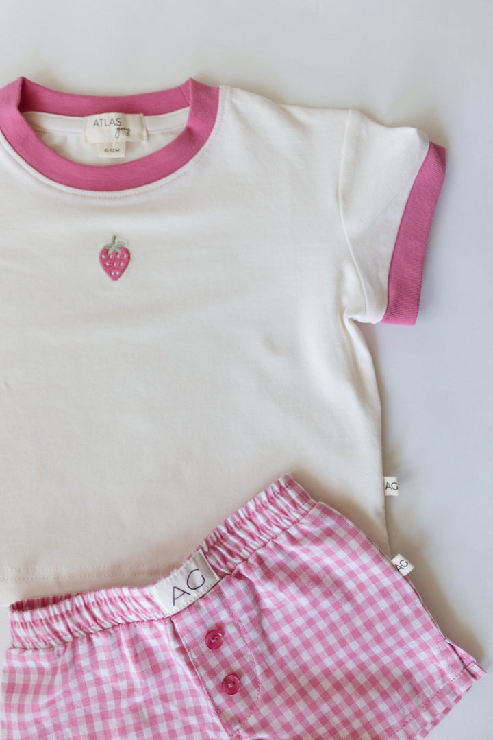 Organic Cropped Tee - Pink Strawberry - shopatlasgrey