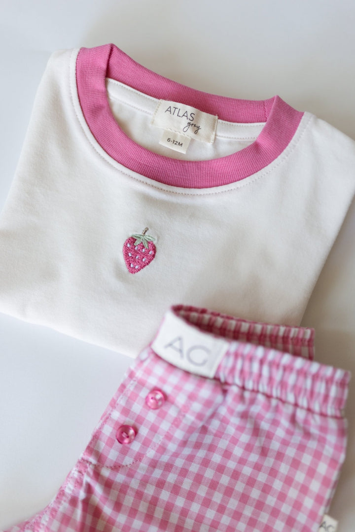 Organic Cropped Tee - Pink Strawberry - shopatlasgrey