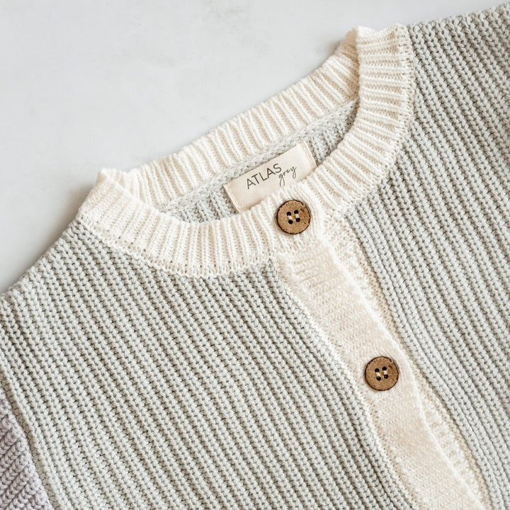 Organic Oversized Knit Color Block Cardigan - shopatlasgrey