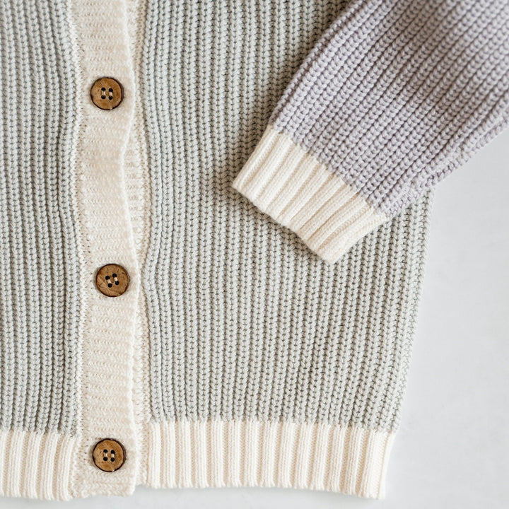Organic Oversized Knit Color Block Cardigan - shopatlasgrey
