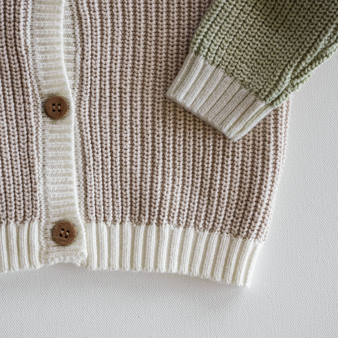 Organic Oversized Knit Color Block Cardigan - shopatlasgrey
