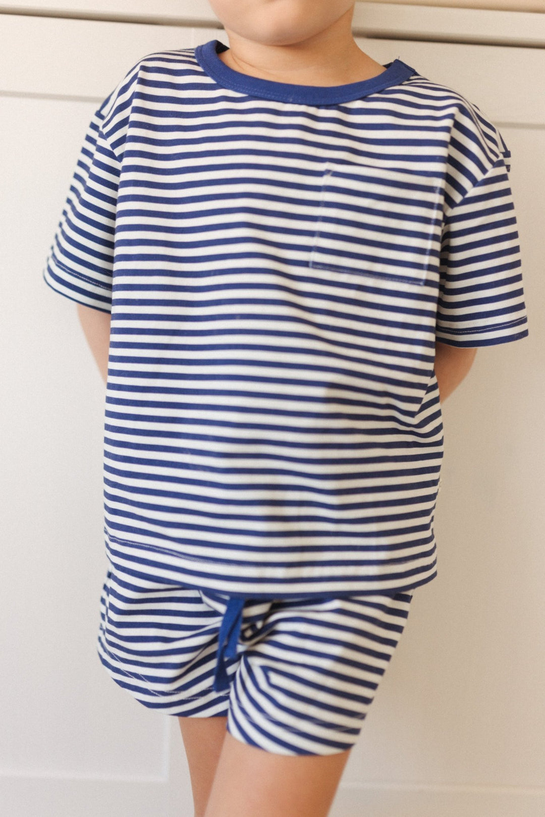 Organic Ringer Short Sleeve Set - Striped Navy - shopatlasgrey