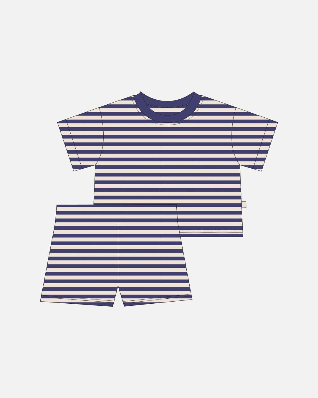 Organic Ringer Short Sleeve Set - Striped Navy - shopatlasgrey