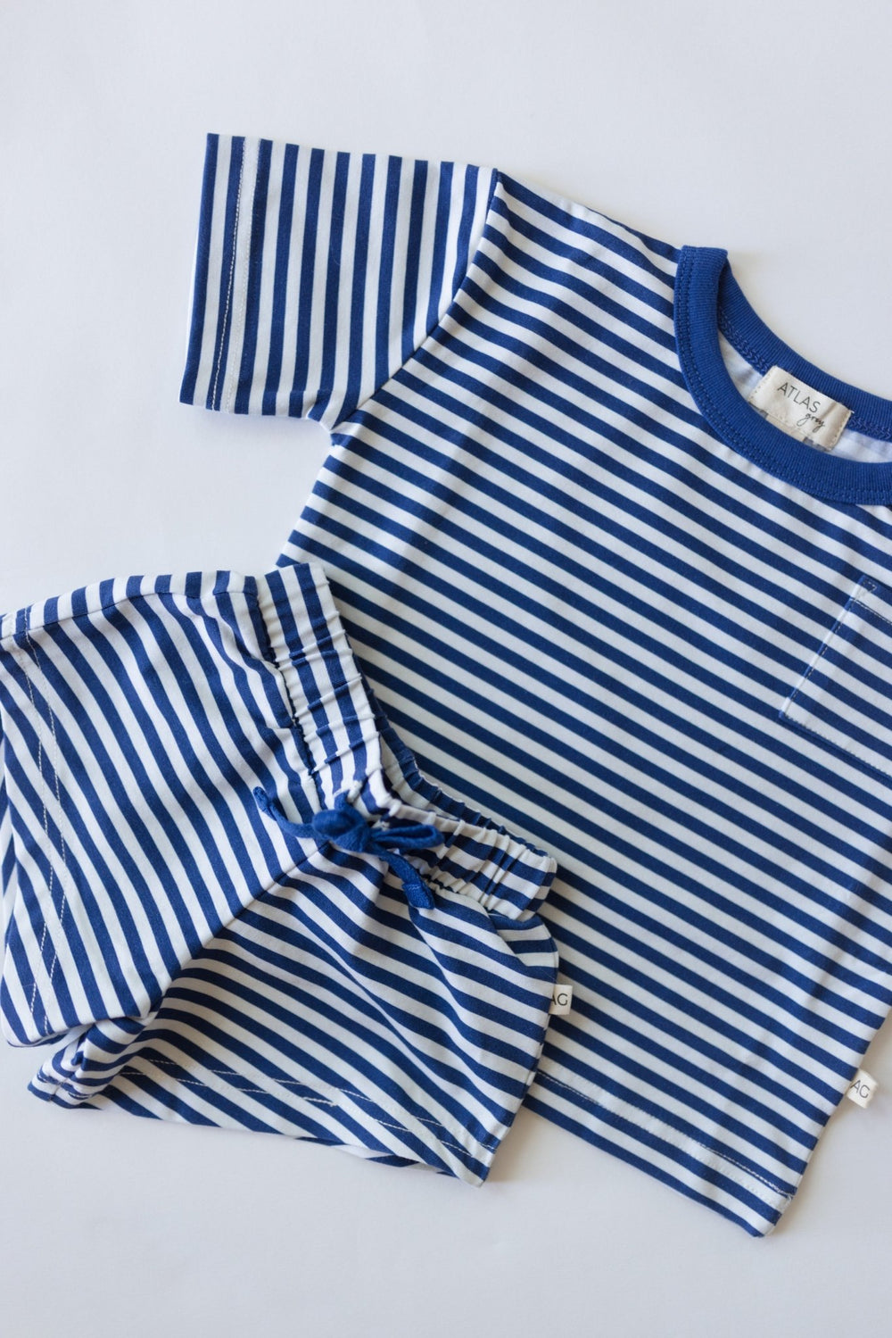 Organic Ringer Short Sleeve Set - Striped Navy - shopatlasgrey