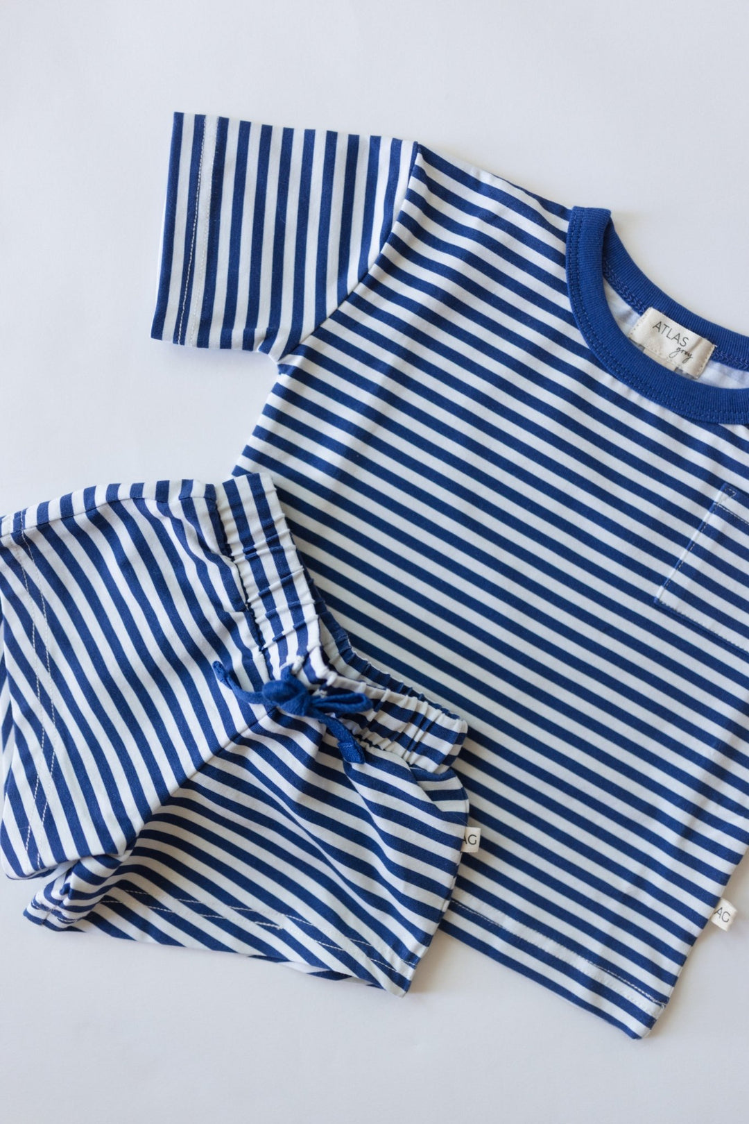 Organic Ringer Short Sleeve Set - Striped Navy - shopatlasgrey