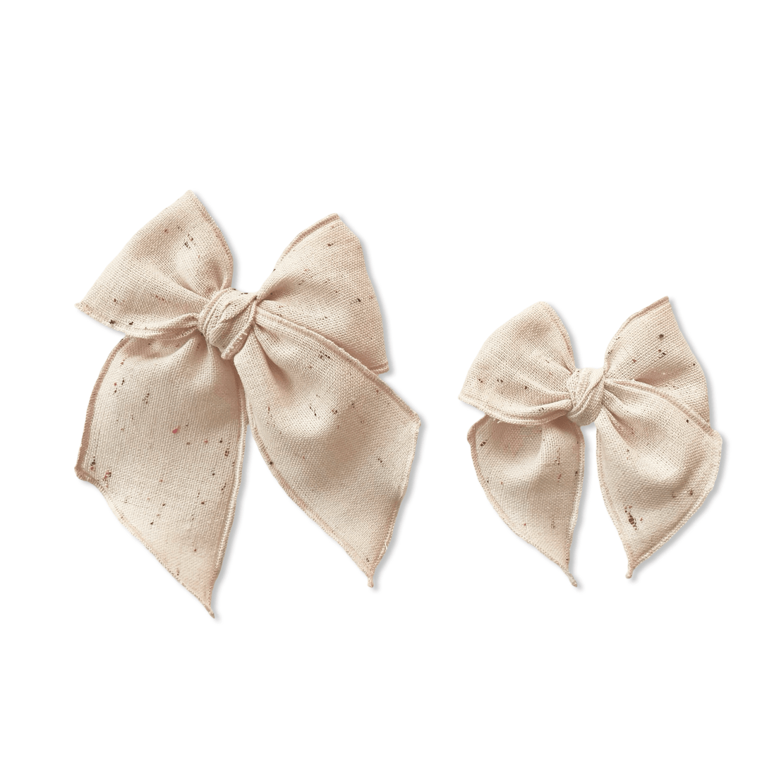 Pale Pink Confetti Linen Elle Bow   - shopatlasgrey