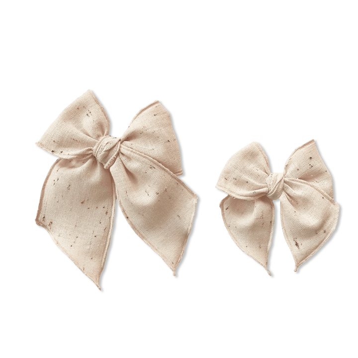 Pale Pink Confetti Linen Elle Bow   - shopatlasgrey
