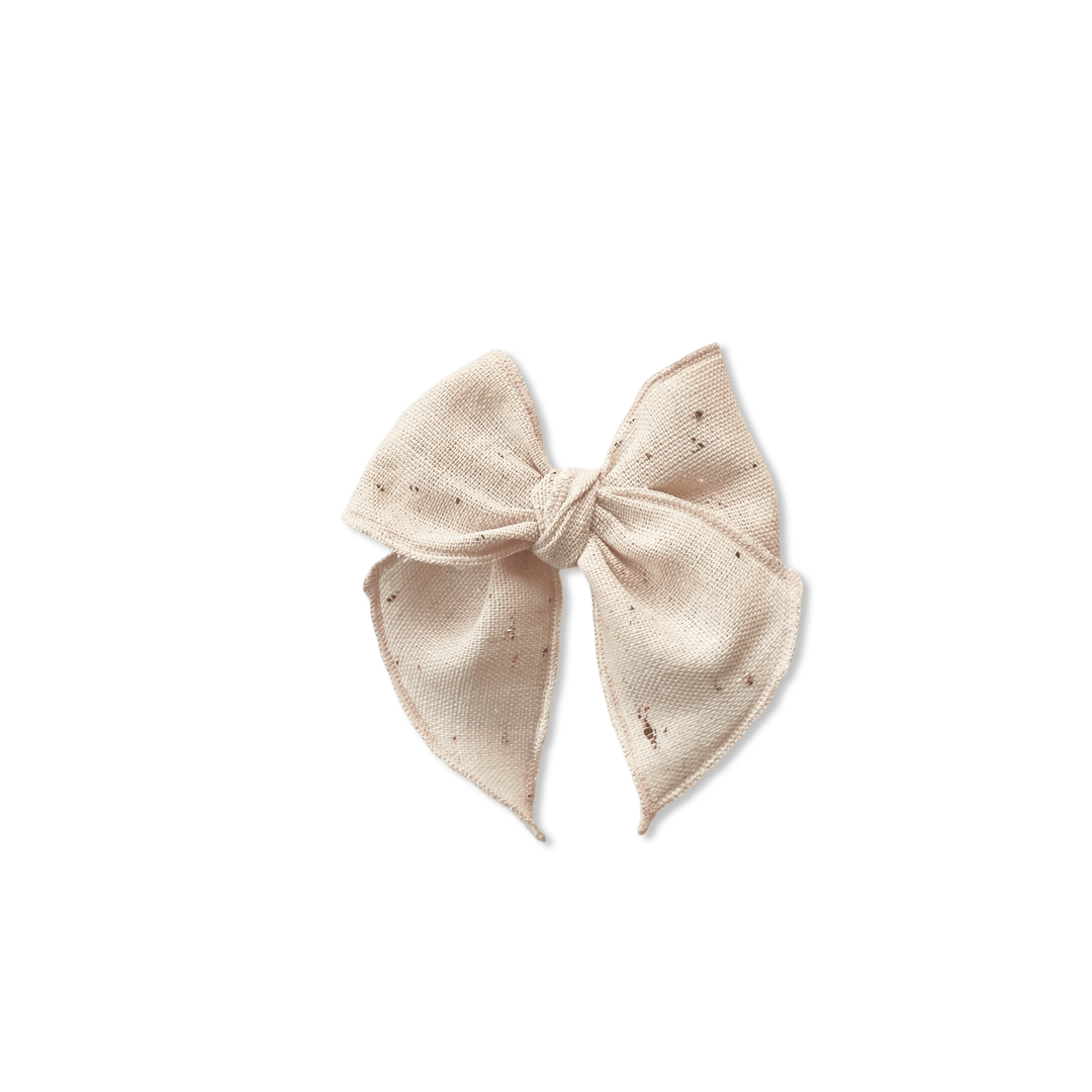 Pale Pink Confetti Linen Elle Bow   - shopatlasgrey