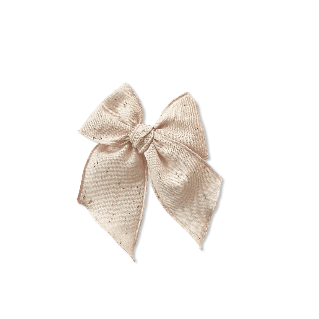 Pale Pink Confetti Linen Elle Bow   - shopatlasgrey