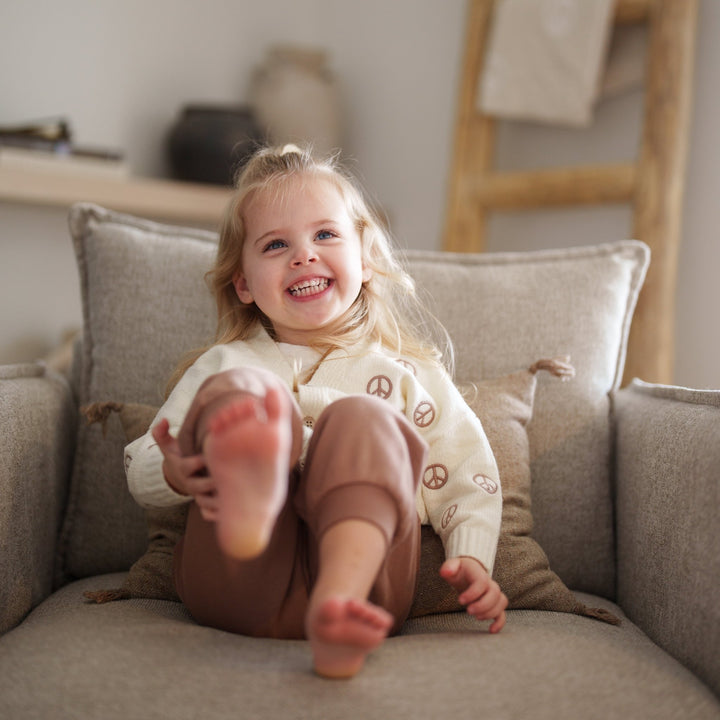Peace Sign Knit Cropped Cardigan - shopatlasgrey